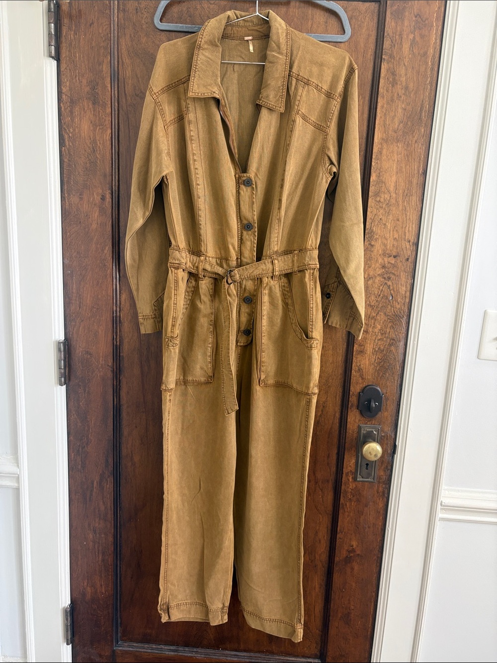 Free People Mustard Brown Utility Jumpsuit - Picture 1 of 2